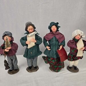 Vintage Hecht's Christmas Caroler Mache Figures Set of 4 Caroling Snow Decor